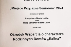 Certyfikat Miejsce Przyjazne Seniorom 